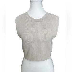 Aritzia Babaton Sculpt Knit Tank Cream Sleeveless Top Size L